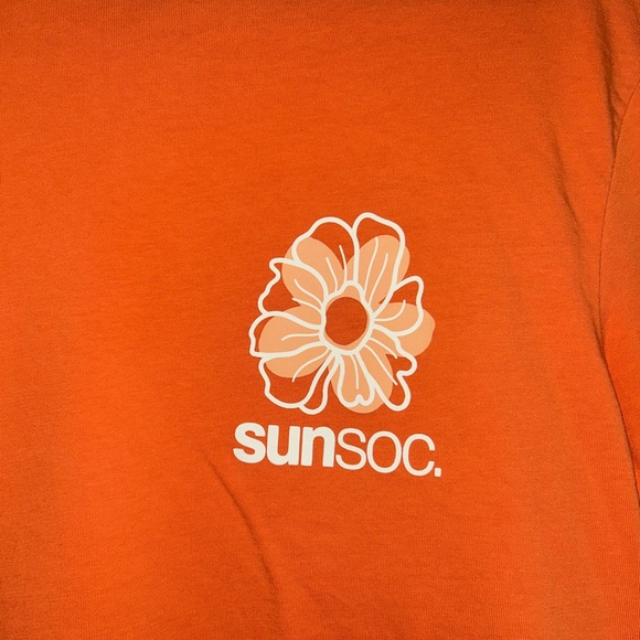 H&M Vibrant Orange Sun Society Heavyweight Soft Graphic Tee - Picture 2 of 10